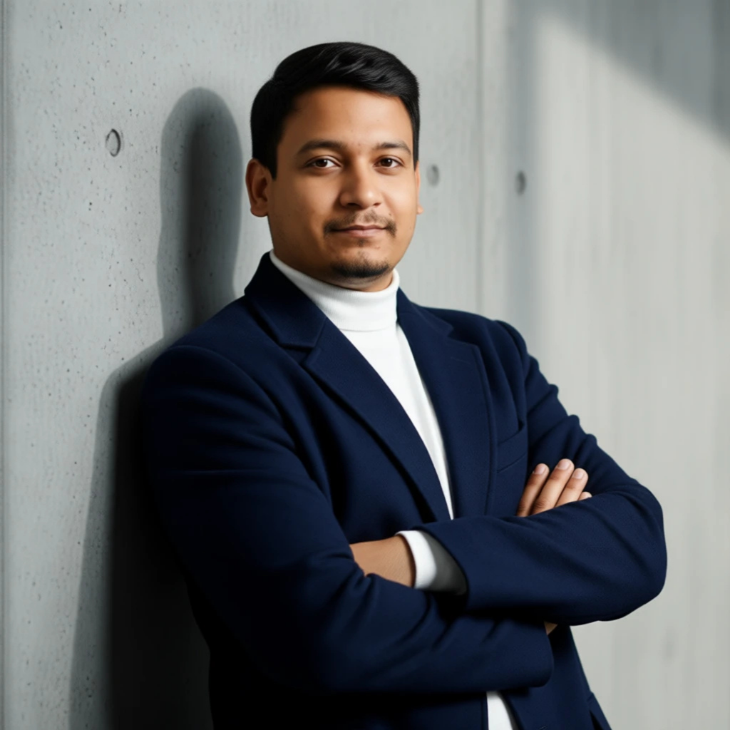 Neeraj Kumar, Digital Marketing Professional and Marketing Executive Trainee at Skyno Digital LLP, standing confidently in a modern professional setting.